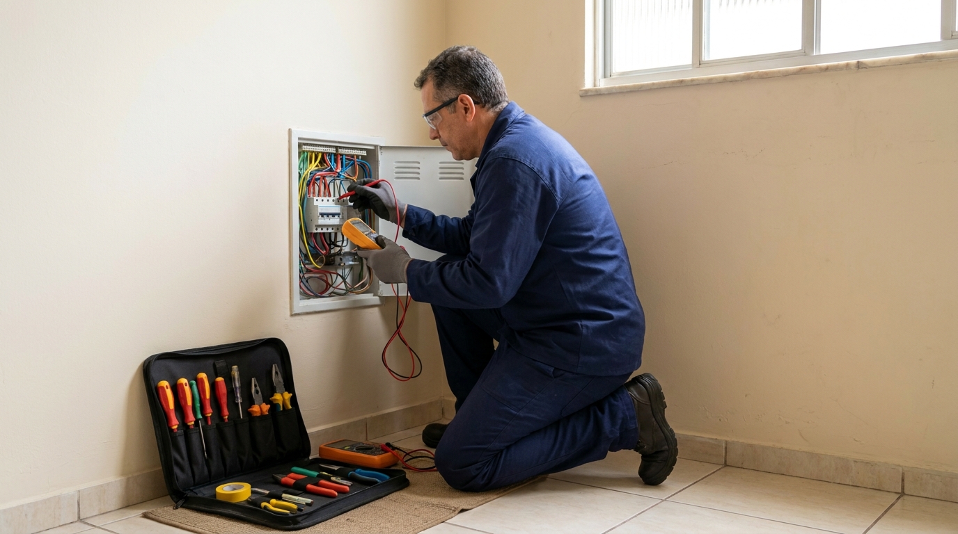 Eletricista atendendo em residência em Maceió‑AL